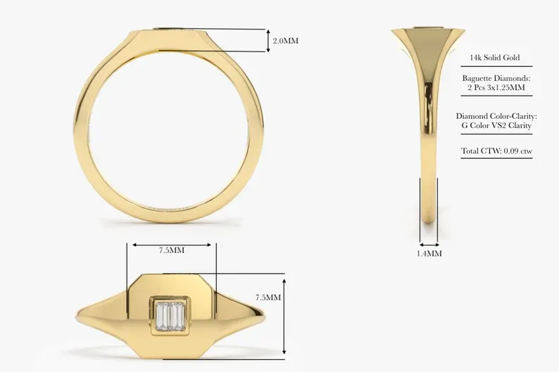 0.09CTW Classic Minimalist Baguette Lab Grown Diamond Ring