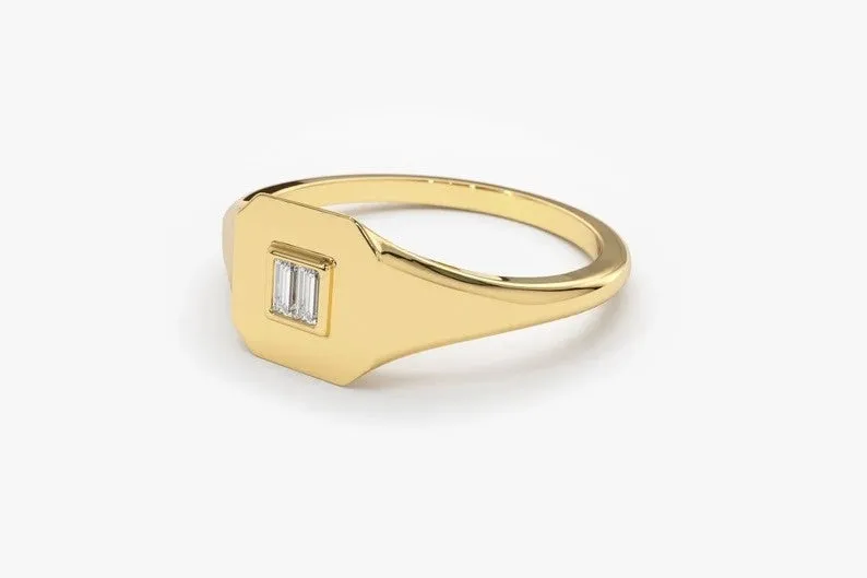 0.09CTW Classic Minimalist Baguette Lab Grown Diamond Ring