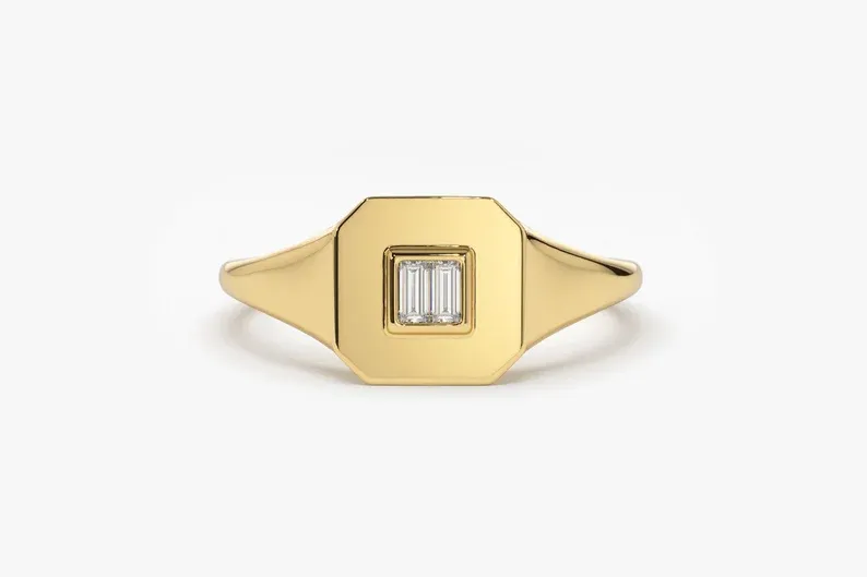 0.09CTW Classic Minimalist Baguette Lab Grown Diamond Ring