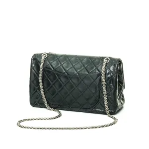 2.55 Reissue Large 227 Black Shoulder Bag in Lambskin, Silver hardware