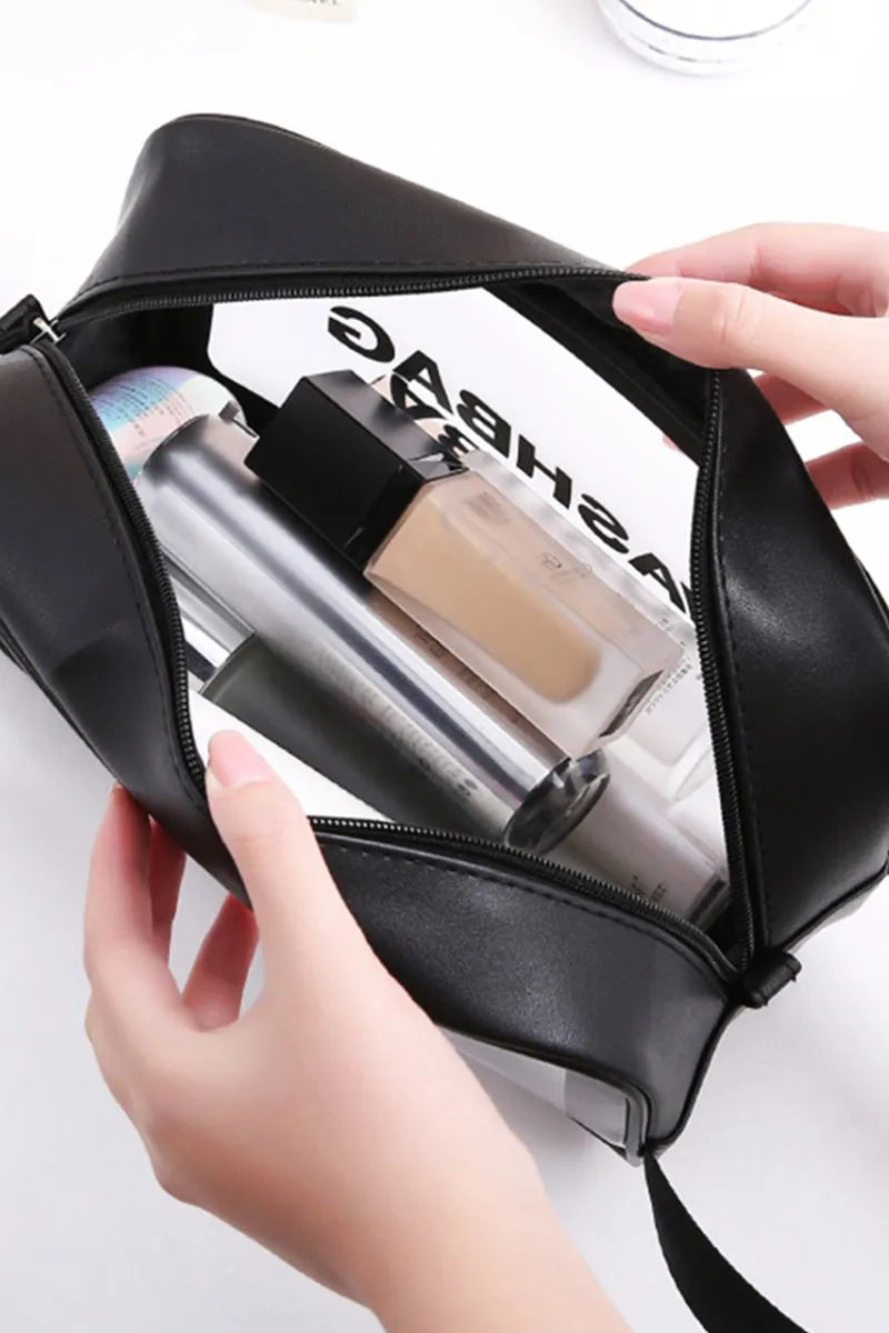 3SET TRAVEL PORTABLE LETTER GRAPHIC MAKEUP WASH BAG