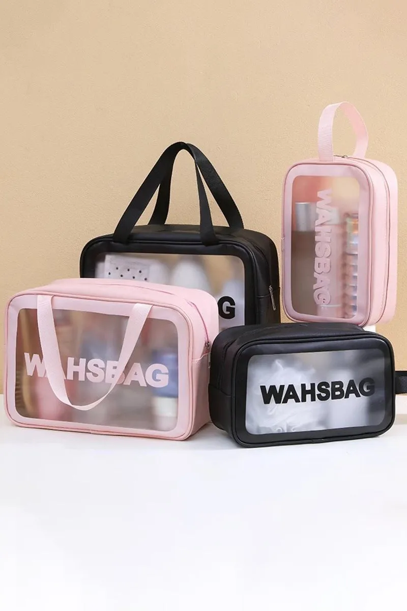 3SET TRAVEL PORTABLE LETTER GRAPHIC MAKEUP WASH BAG