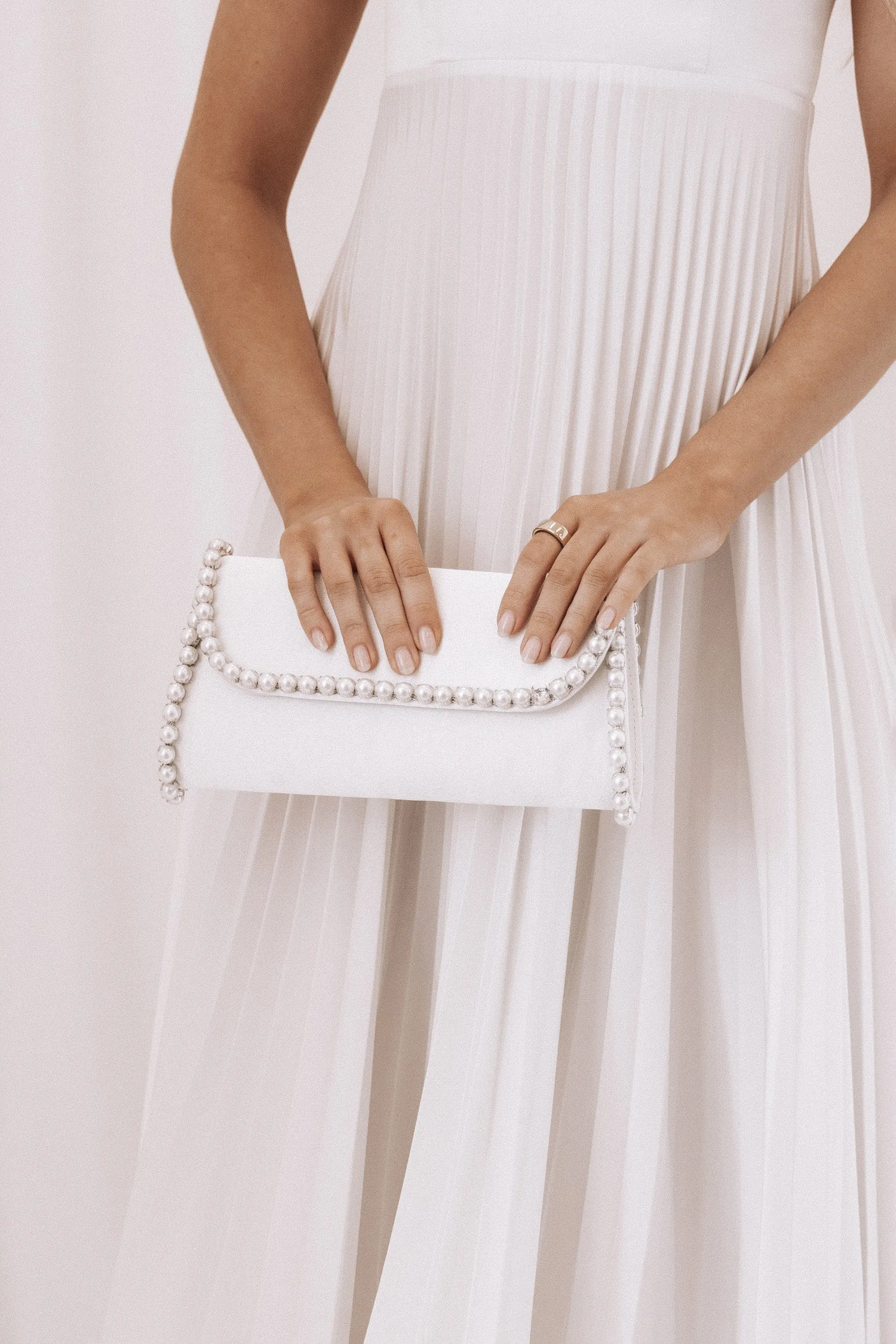 Allegra Pearl Handbag - White