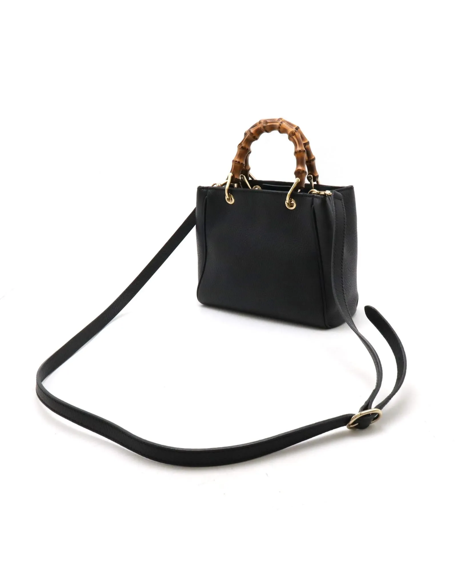 Authentic Black Leather Mini Shopper Handbag