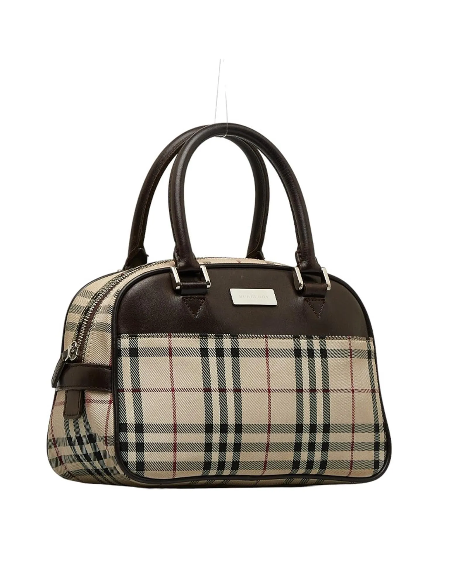 Authentic Burberry Nova Check Canvas Leather Handbag