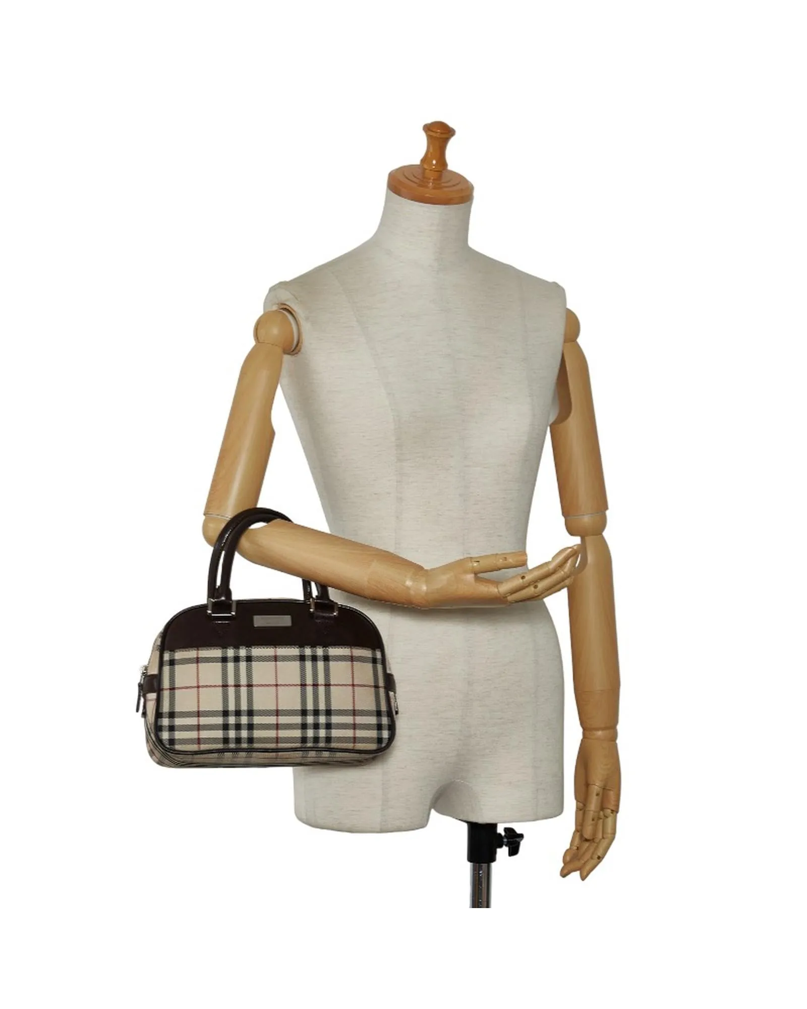 Authentic Burberry Nova Check Canvas Leather Handbag