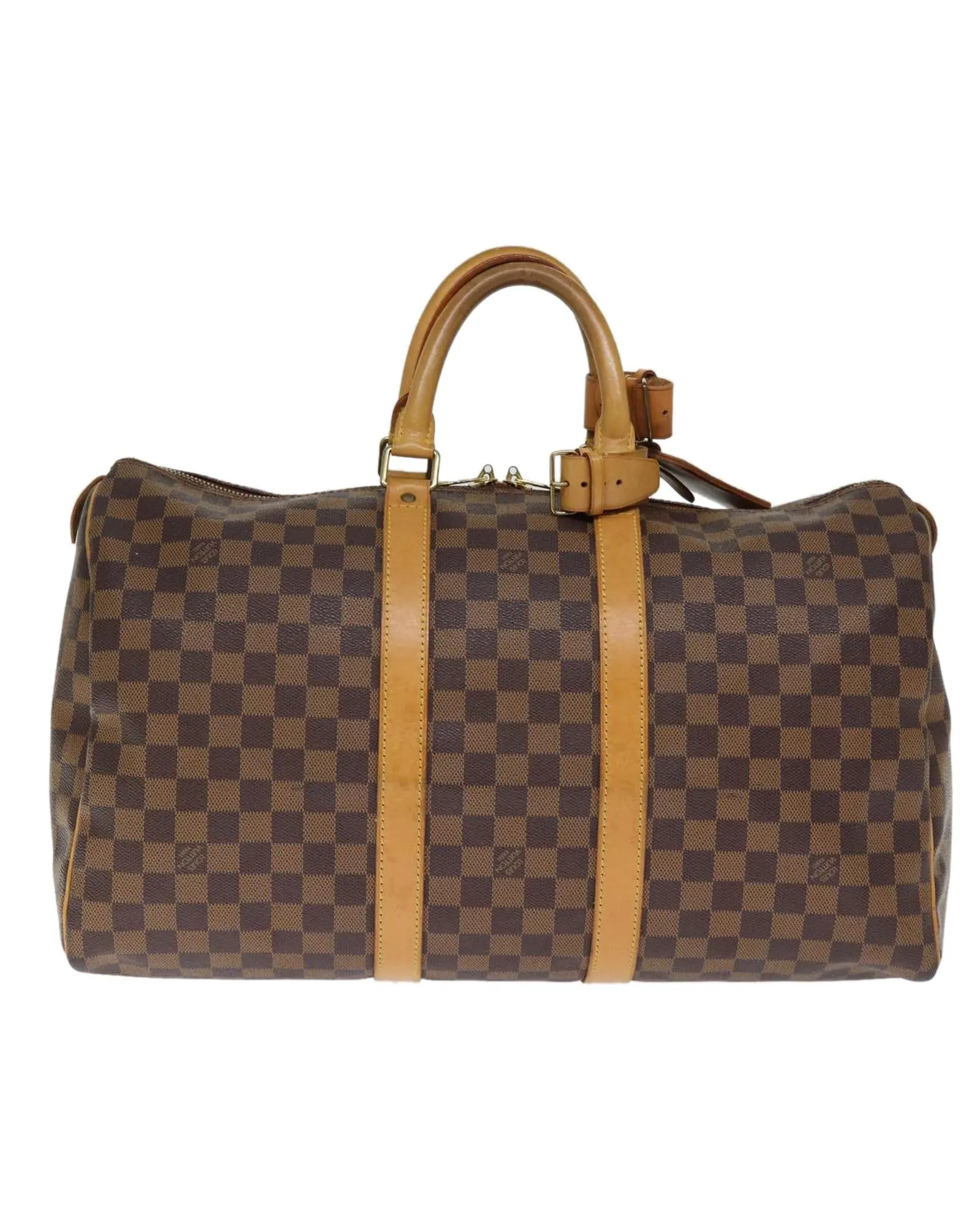 Authentic Damier Ebene Boston Bag with Accessories