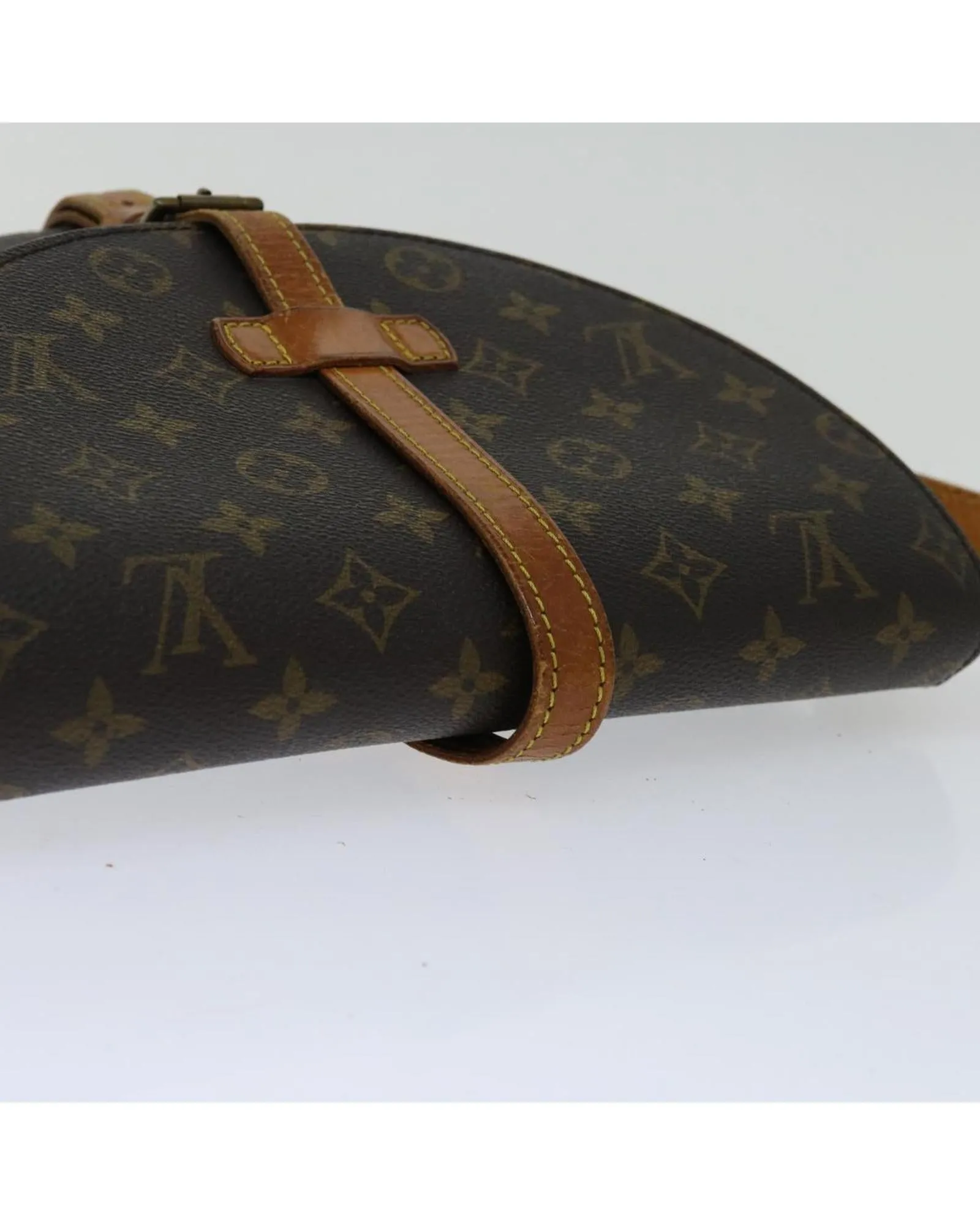 Authentic Monogram Shoulder Bag with Flap Closure and Adjustable Strap