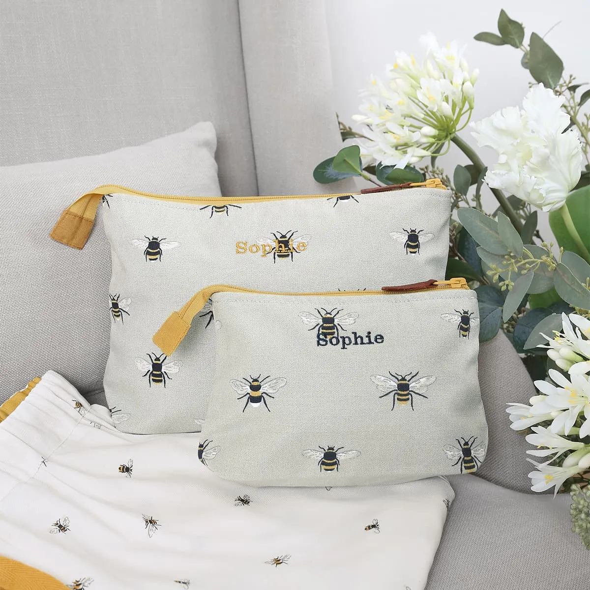 Bees Canvas Makeup Bag