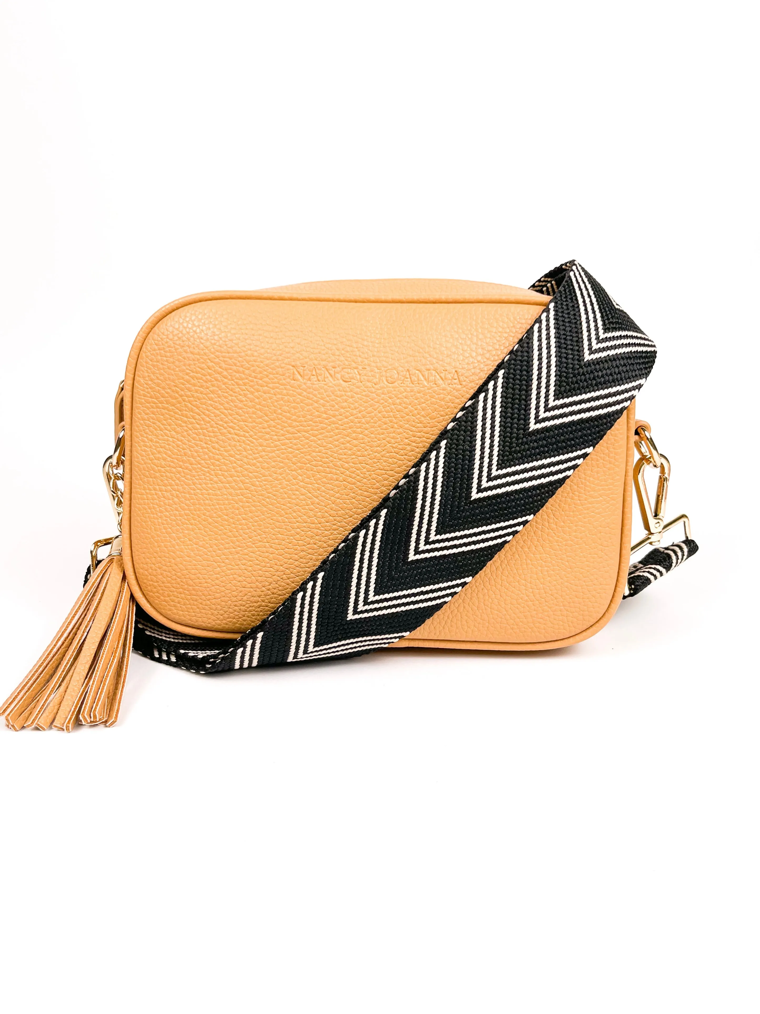 BLACK CHEVRON CROSSBODY STRAP