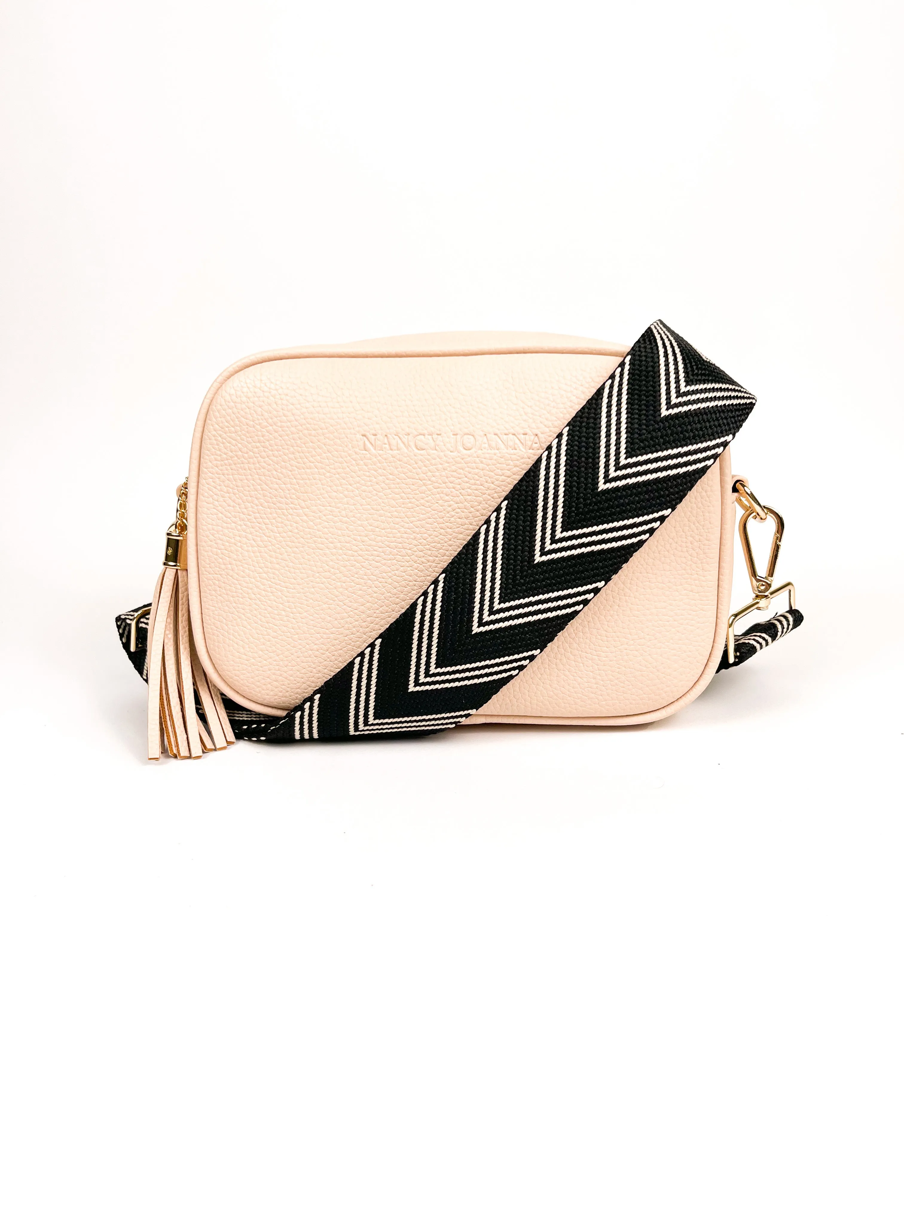 BLACK CHEVRON CROSSBODY STRAP