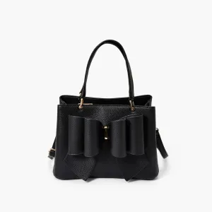 BLACK JENNA BOW SPRING SATCHEL HANDBAG