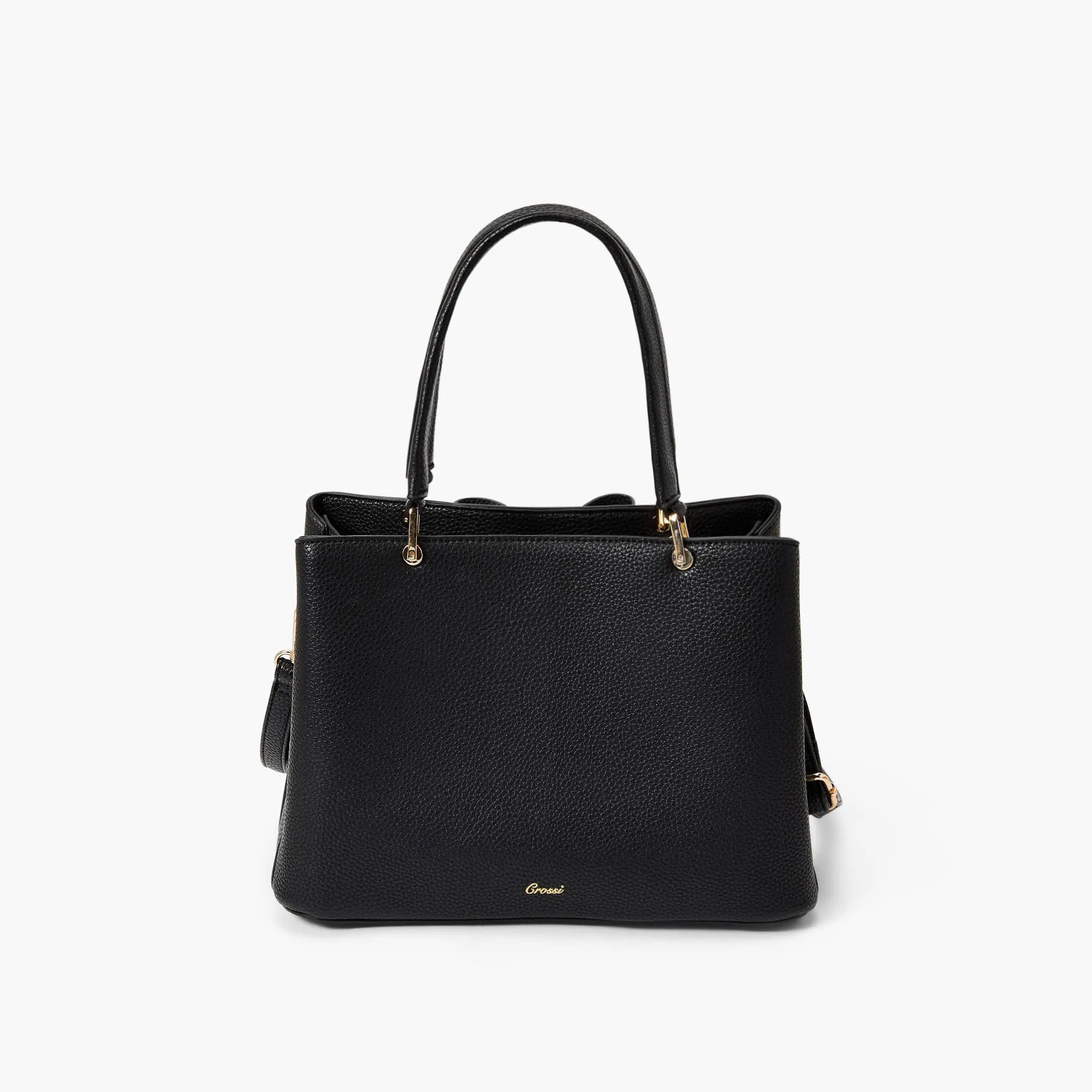 BLACK JENNA BOW SPRING SATCHEL HANDBAG