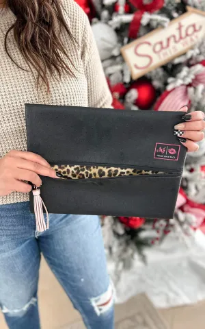 Black Ostrich Makeup Bag - Makeup Junkie