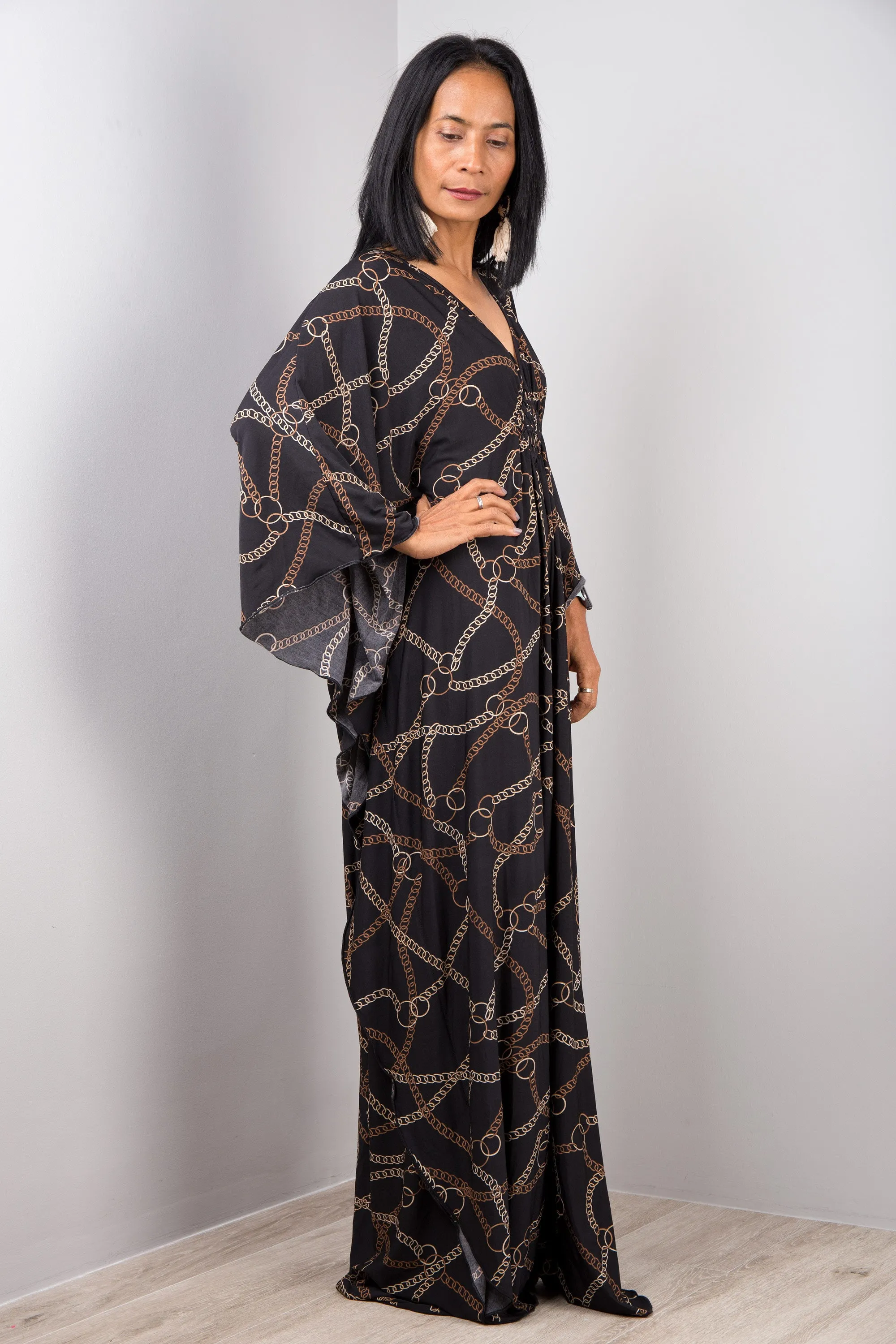 Boho Black Kaftan Dress