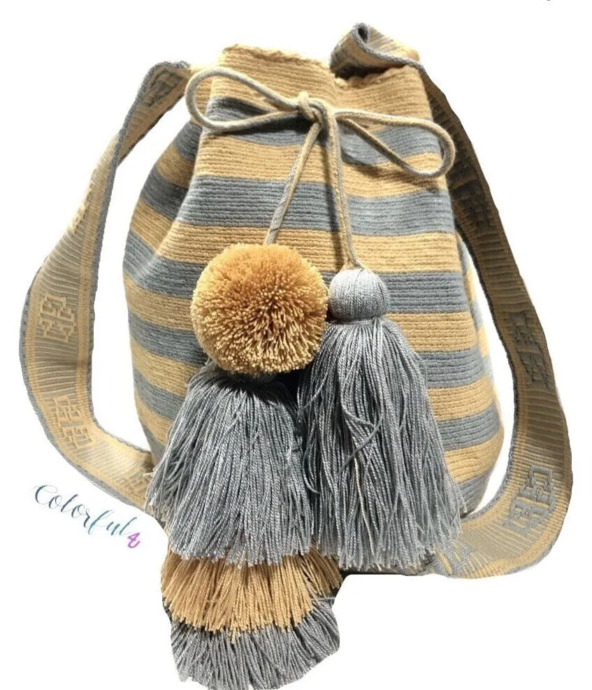 Boho Sands Striped Crochet Bags | Neutral Tones