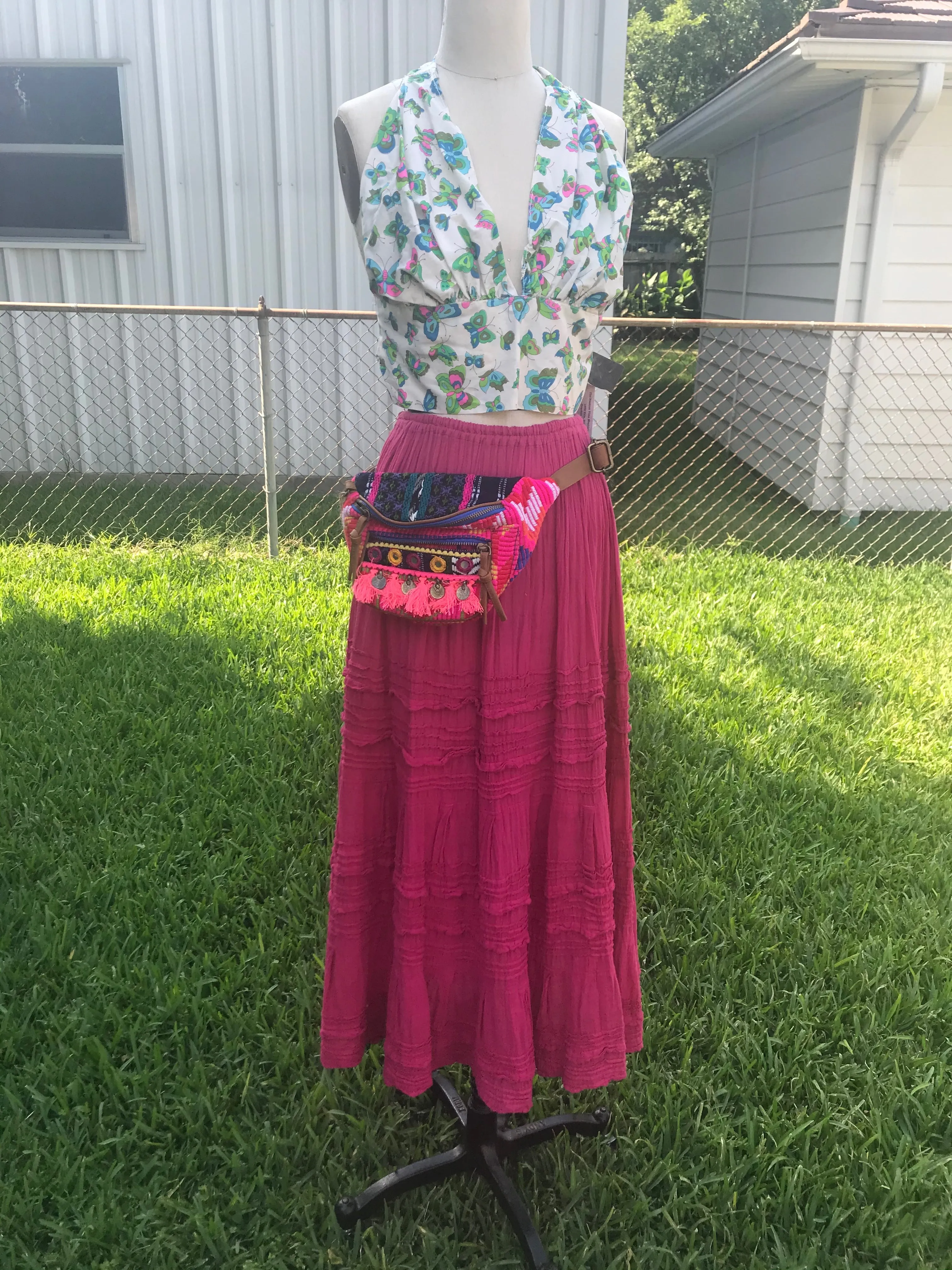 Boho Vtg Style | Festival Embroidered Fringe Hippie Fanny Pack Belt Bag