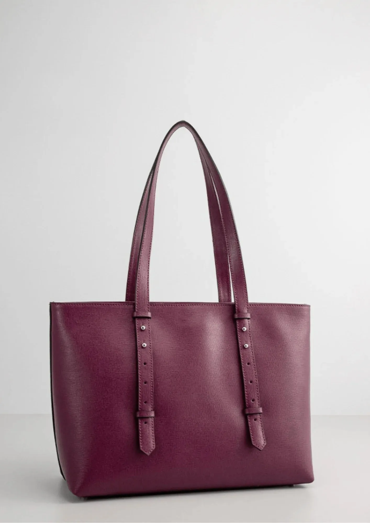 BURGUNDY LEATHER HANDBAG