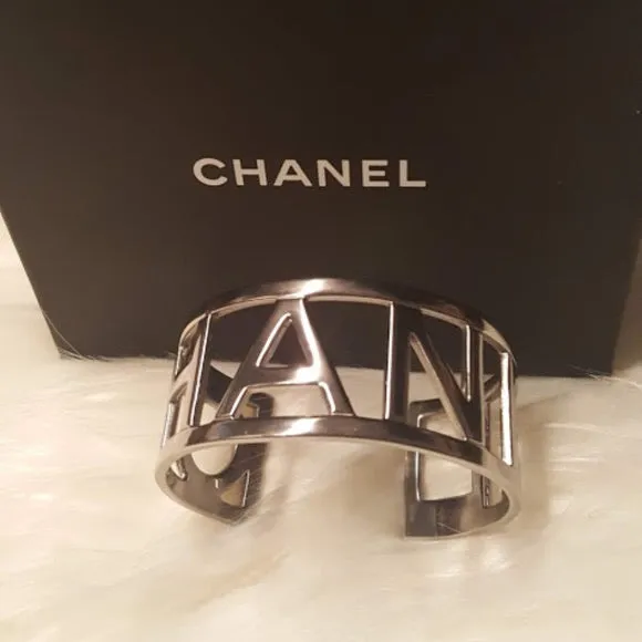 Chanel 15P 2015 Spring Block Letters Cuff Letter Bracelet Bangle