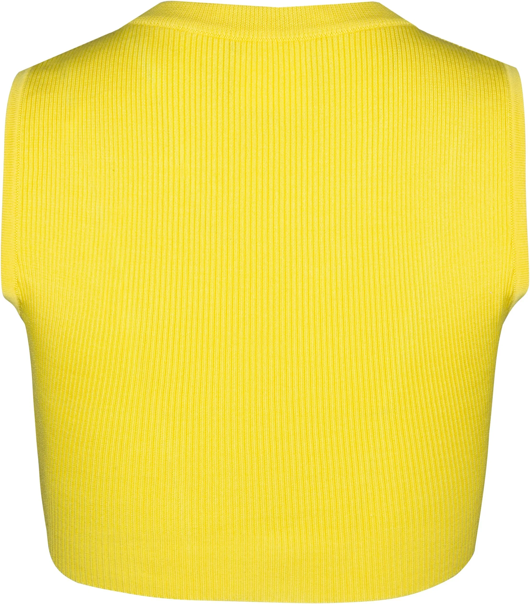 Chanel Spring 1995 Yellow Ribbed Logo Crop Top