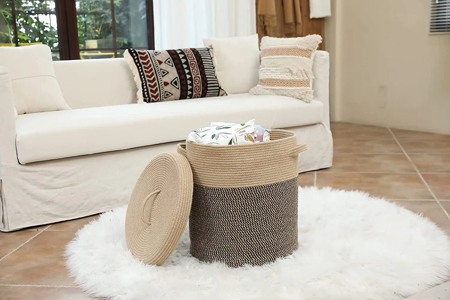 Chic Foldable Cotton Rope Laundry Basket – Baby, Home & Office Essential