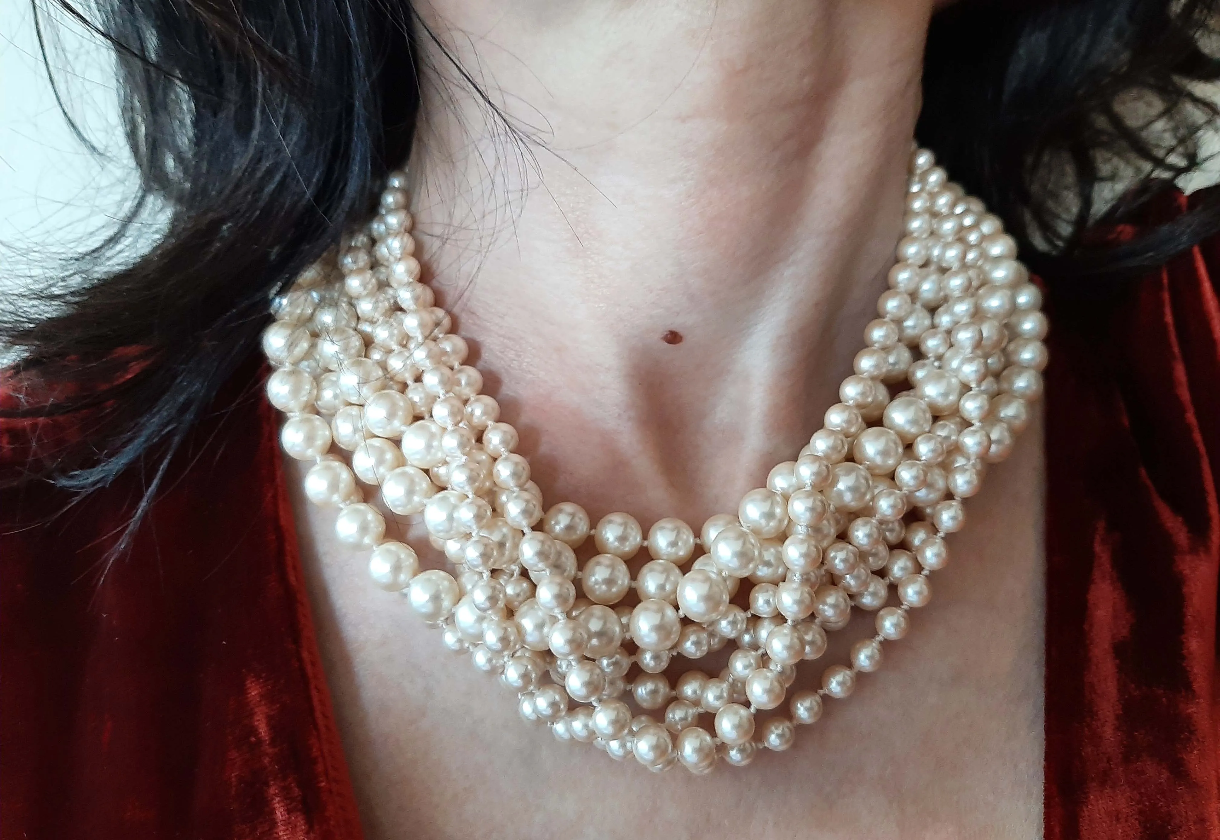 CHRISTIAN DIOR multi strand pearl necklace