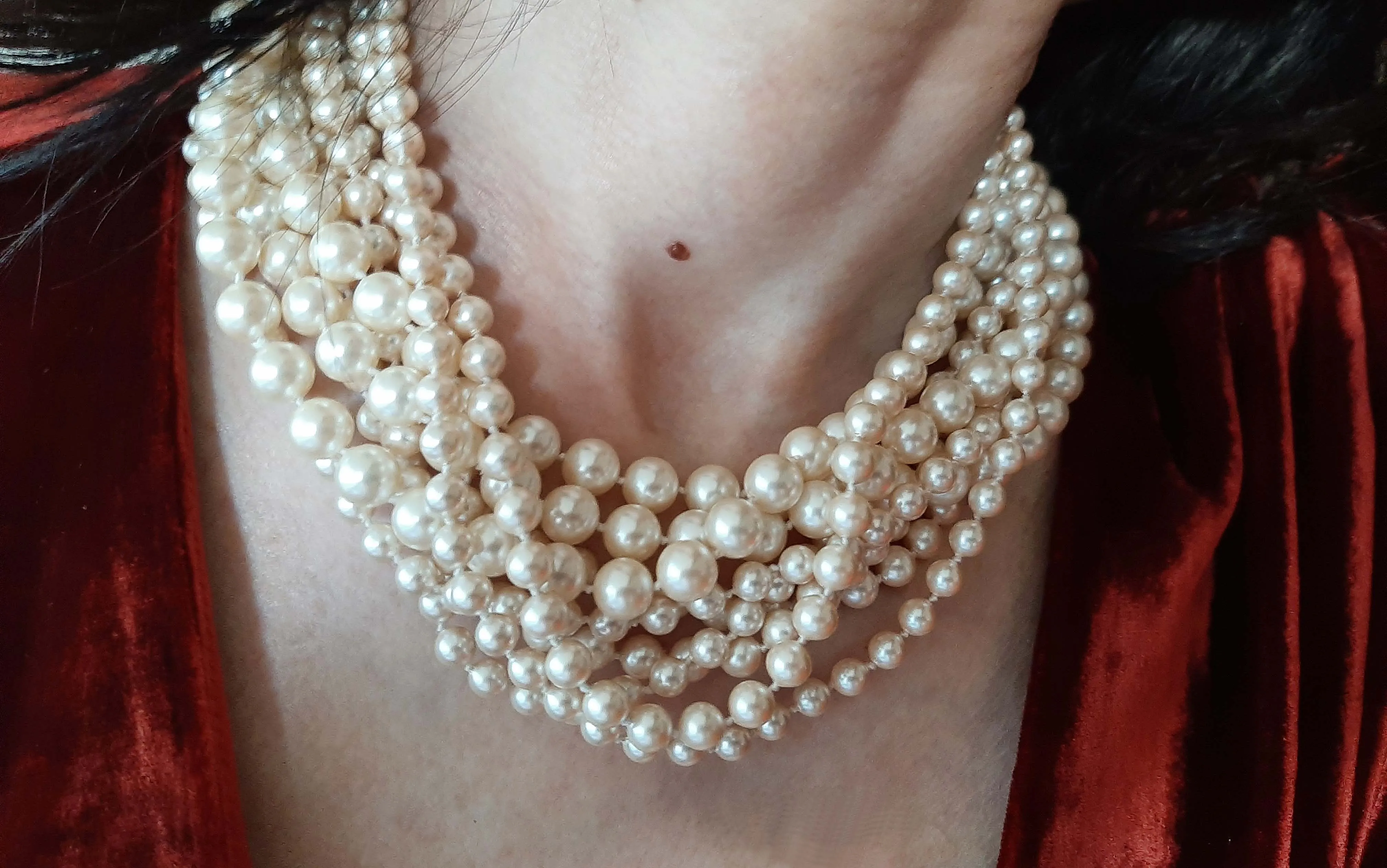 CHRISTIAN DIOR multi strand pearl necklace