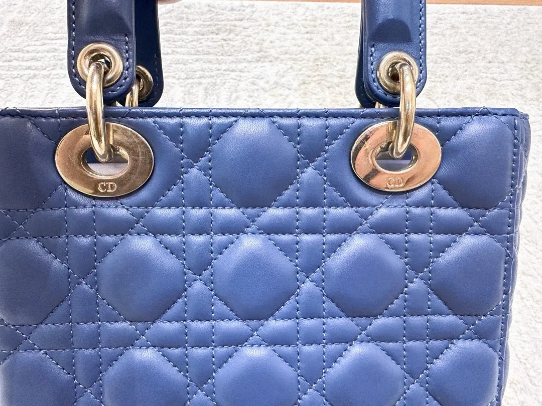 Christian Dior My ABCDior Lady Dior Blue Lambskin Gold Hardware