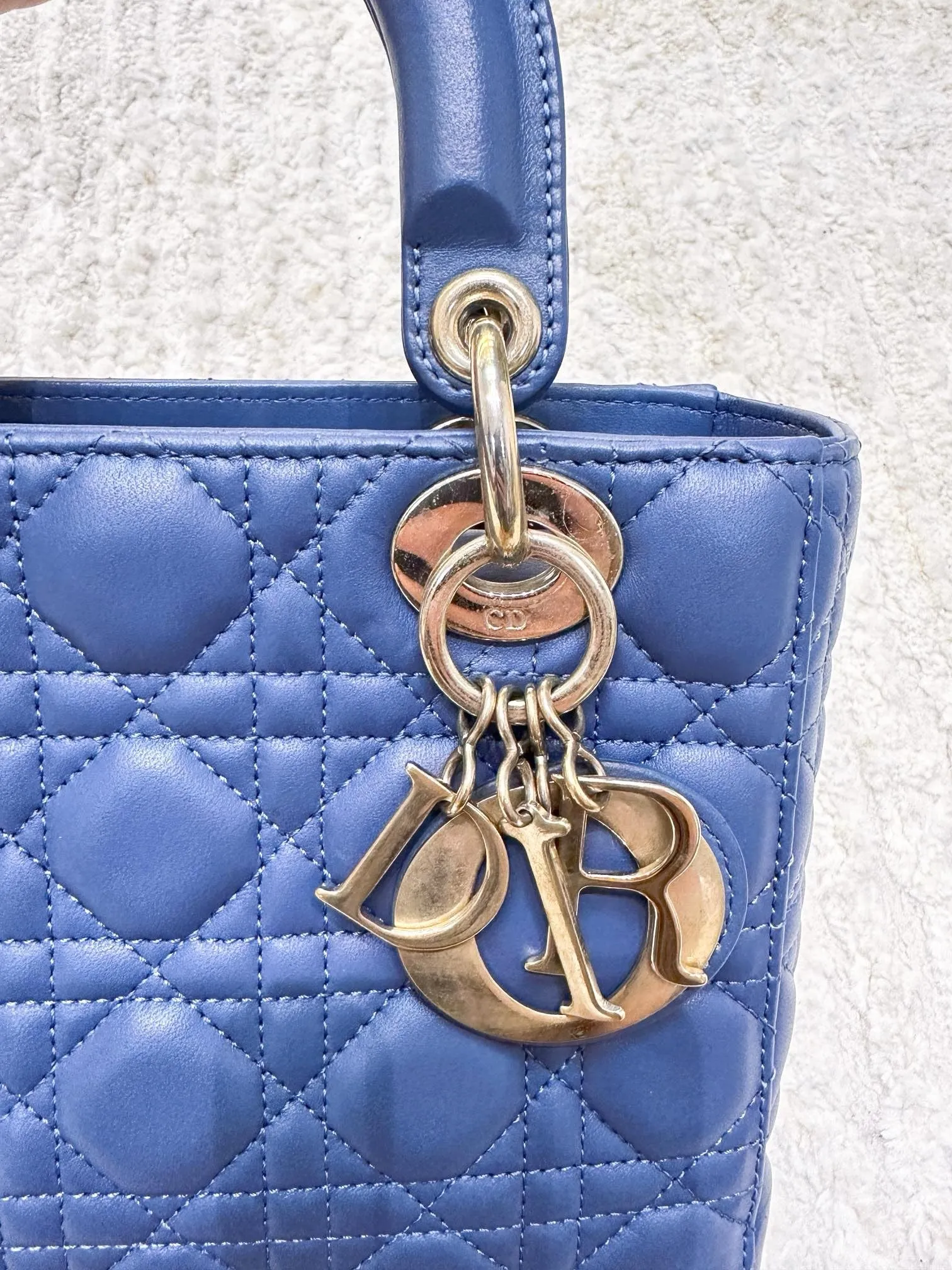 Christian Dior My ABCDior Lady Dior Blue Lambskin Gold Hardware