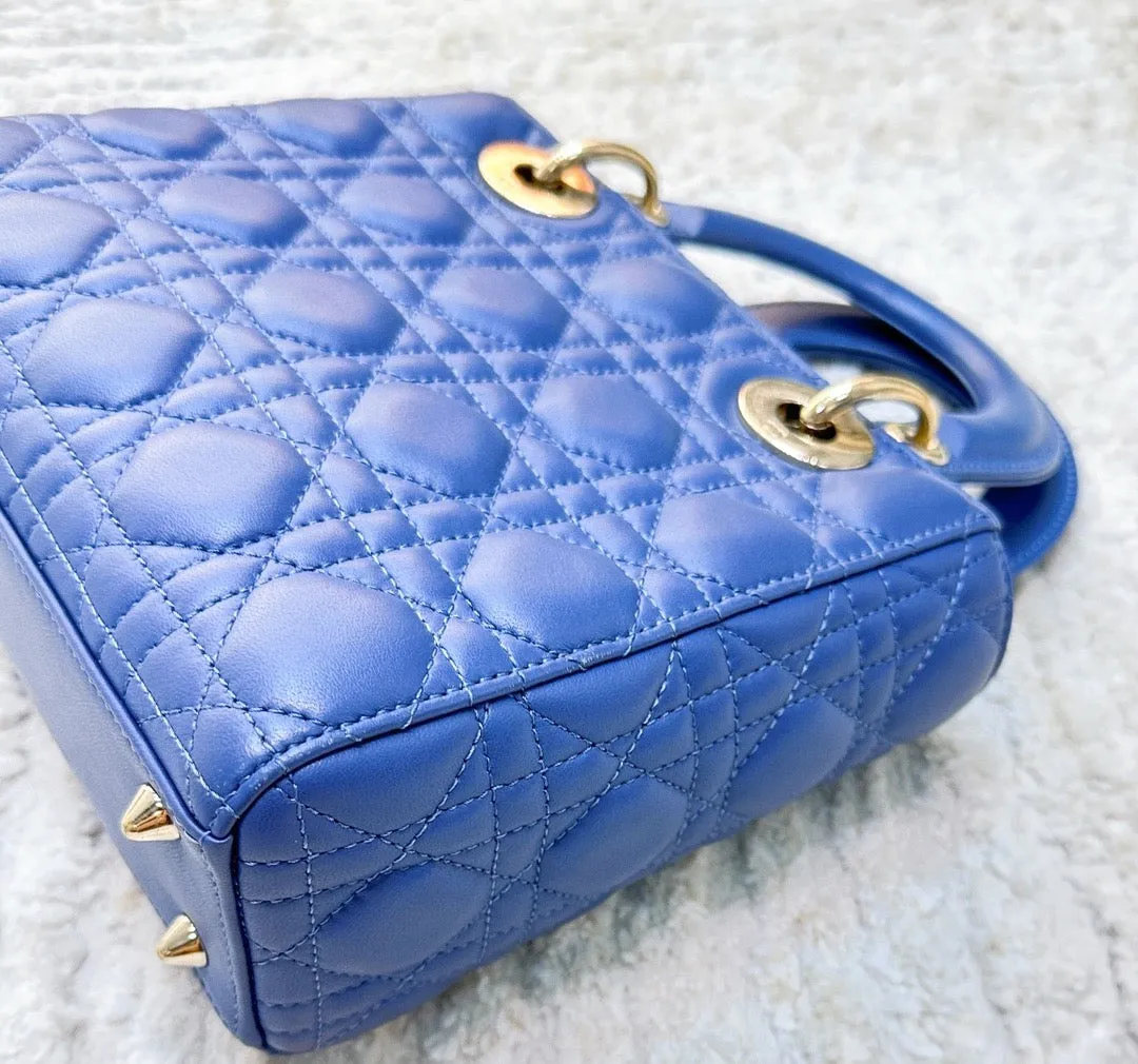 Christian Dior My ABCDior Lady Dior Blue Lambskin Gold Hardware