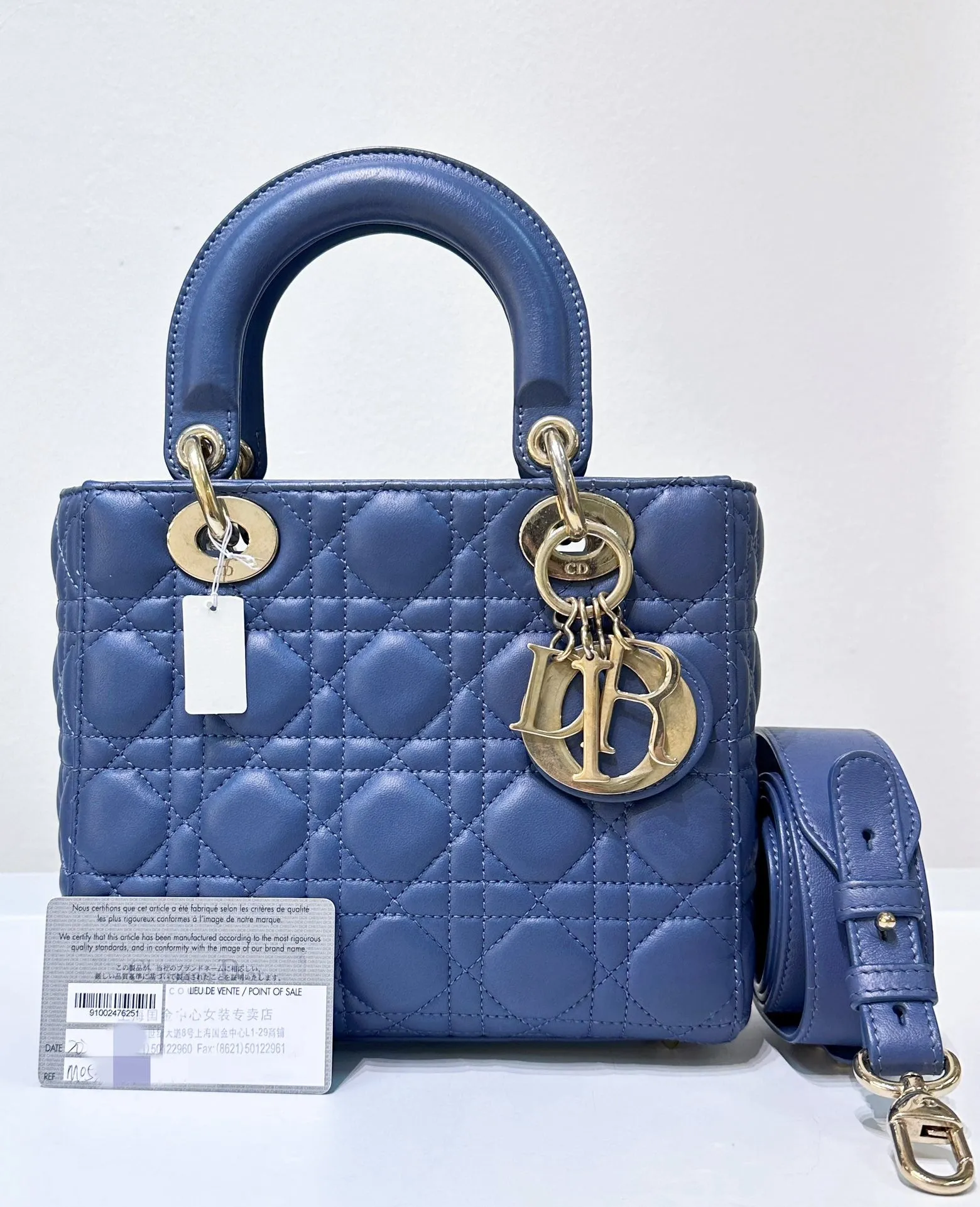 Christian Dior My ABCDior Lady Dior Blue Lambskin Gold Hardware