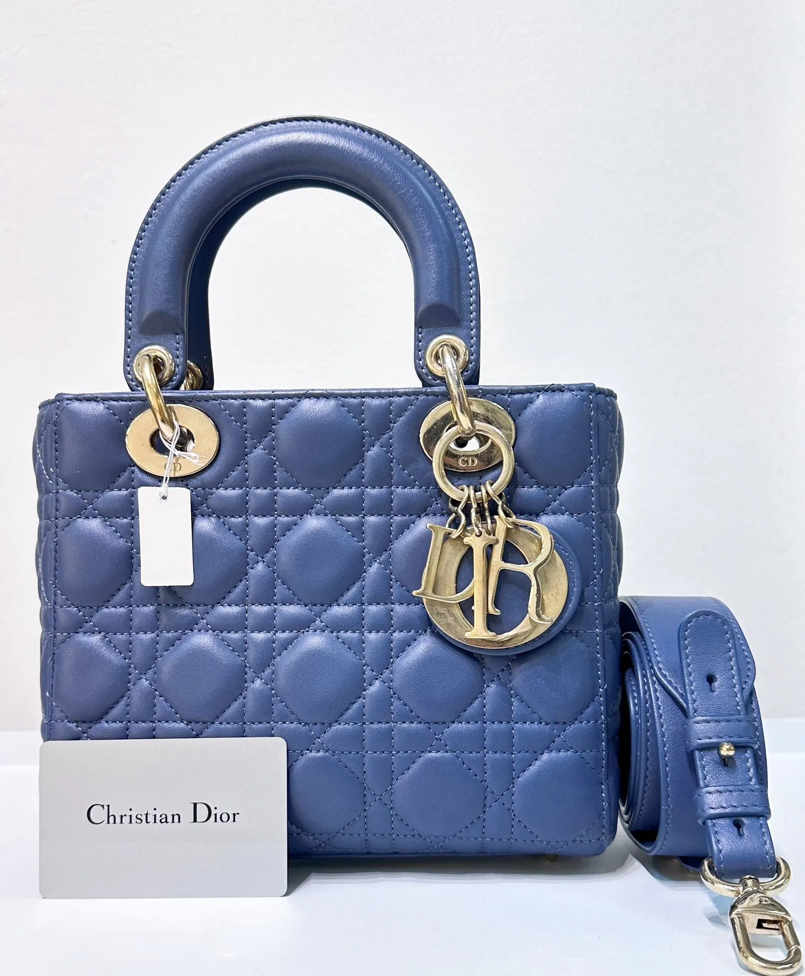 Christian Dior My ABCDior Lady Dior Blue Lambskin Gold Hardware