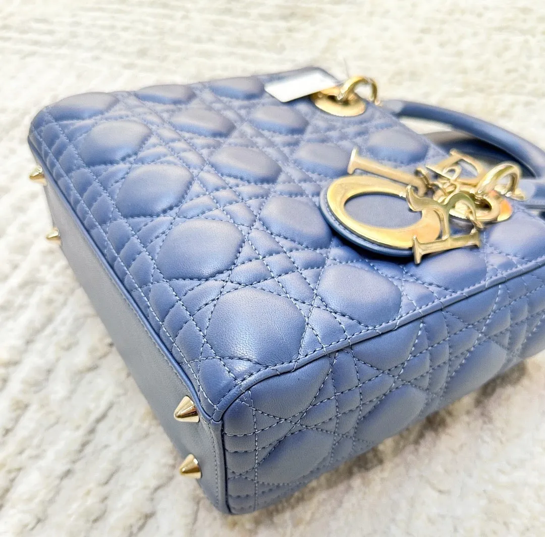 Christian Dior My ABCDior Lady Dior Blue Lambskin Gold Hardware