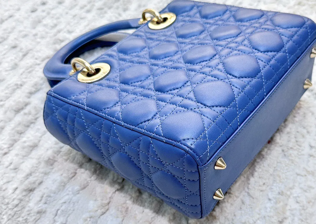 Christian Dior My ABCDior Lady Dior Blue Lambskin Gold Hardware