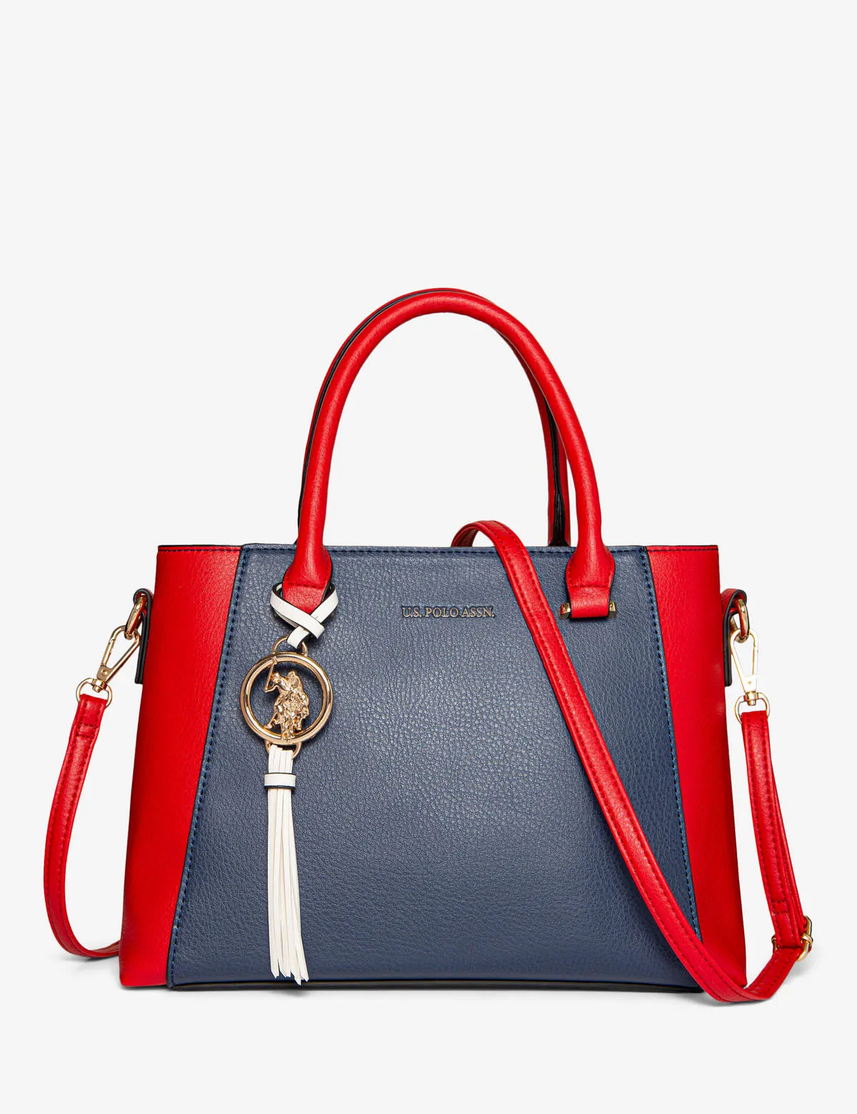 COLORBLOCK SATCHEL WITH LOGO MEDALLION