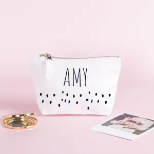 Dalmatian Print Spotty Make Up Bag, Personalised Makeup Bag, Teen Girl Gift, Custom Canvas Makeup Pouch, Polka Dot Wash Bag, Gift for Her