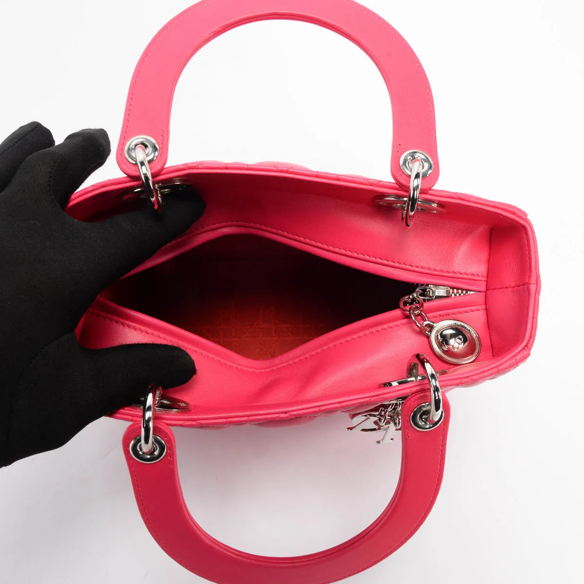 Dior Hot Pink Cannage Lambskin Medium Lady Dior Bag