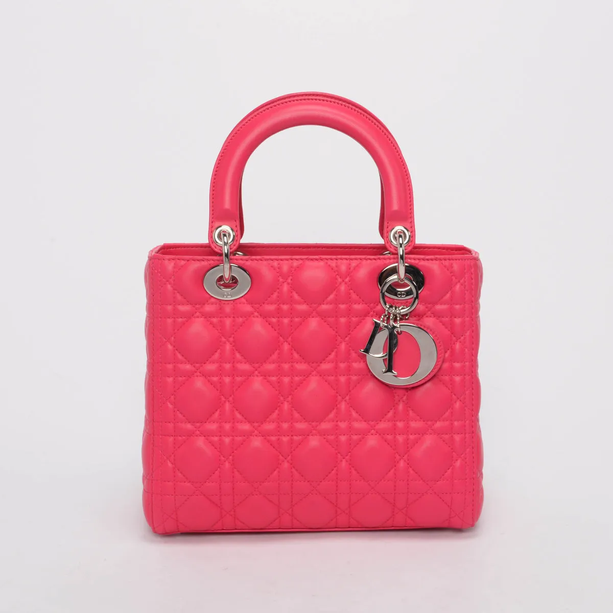 Dior Hot Pink Cannage Lambskin Medium Lady Dior Bag