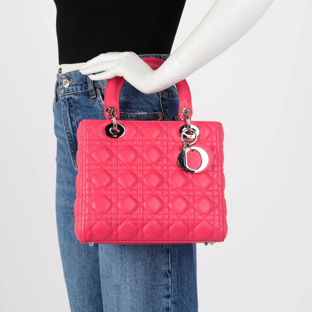 Dior Hot Pink Cannage Lambskin Medium Lady Dior Bag