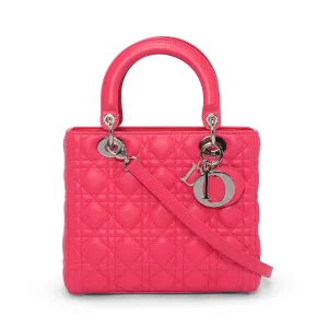 Dior Hot Pink Cannage Lambskin Medium Lady Dior Bag