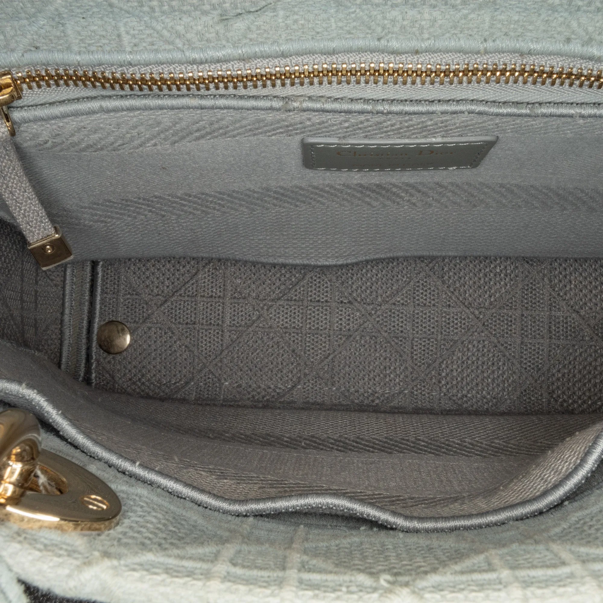 Dior Lady D-Lite Medium Grey Cannage Canvas