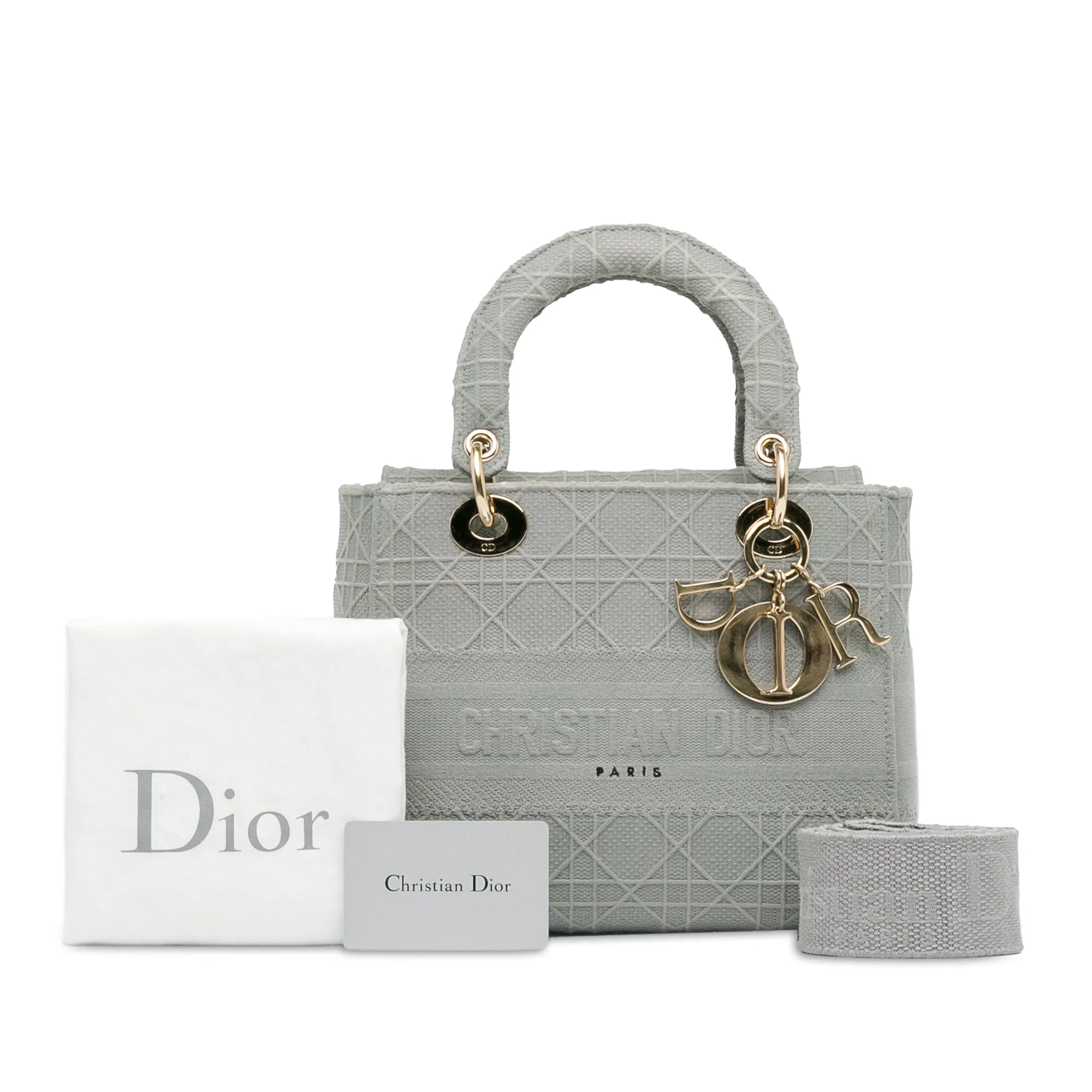 Dior Lady D-Lite Medium Grey Cannage Canvas