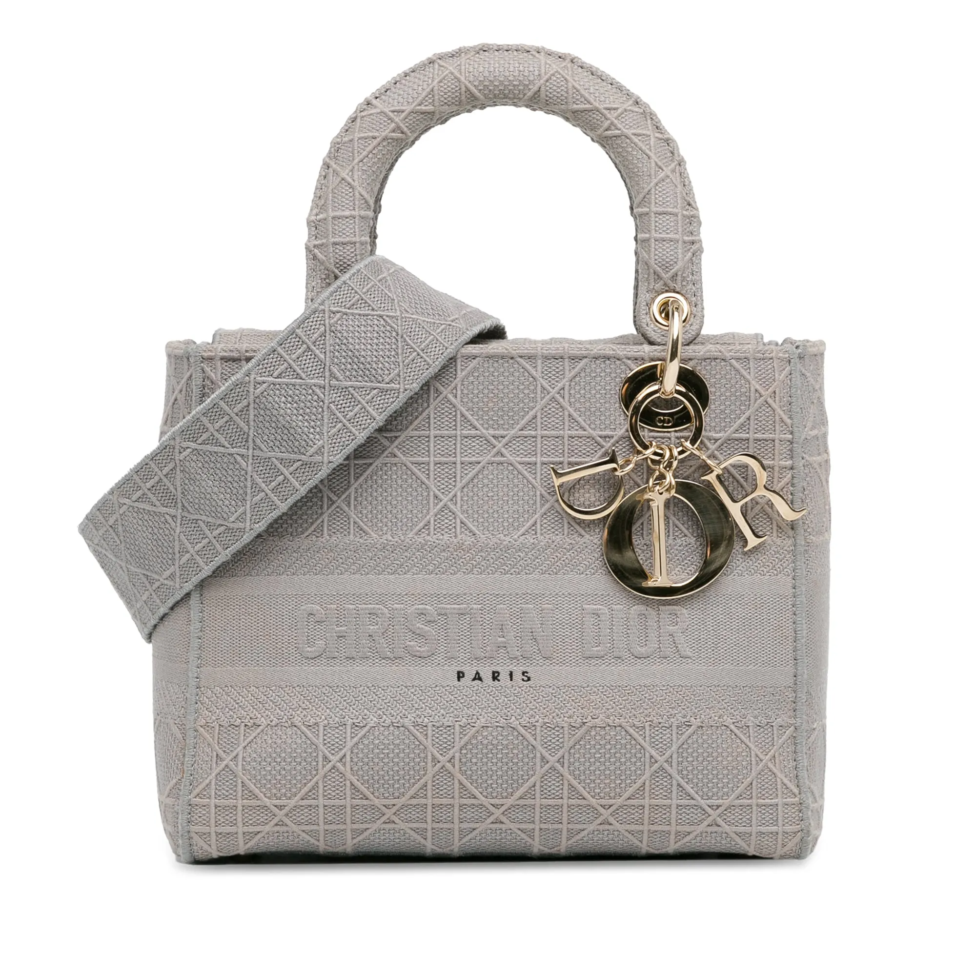 Dior Lady D-Lite Medium Grey Cannage Canvas