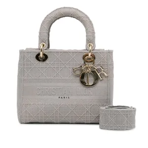 Dior Lady D-Lite Medium Grey Cannage Canvas