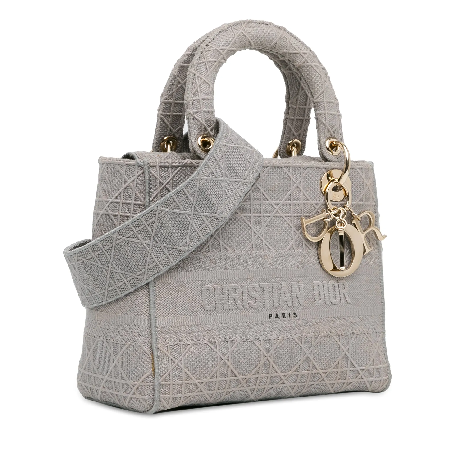 Dior Lady D-Lite Medium Grey Cannage Canvas