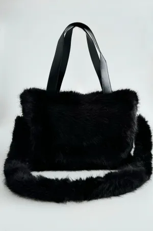 Faux Fur XL Bag-Black