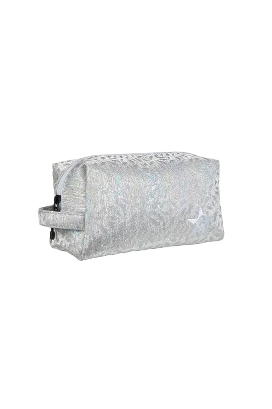 Feather in Opalescent Rebel Make up Bag with White Zipper