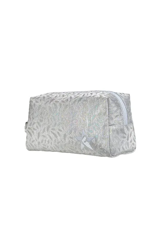 Feather in Opalescent Rebel Make up Bag with White Zipper