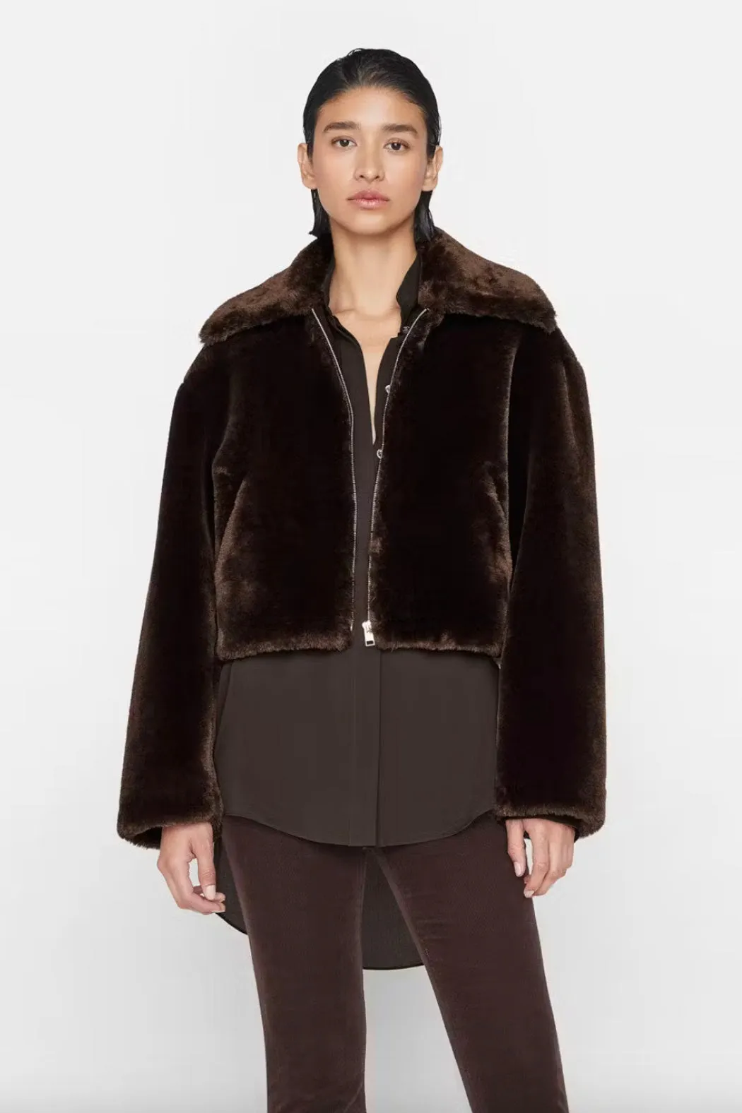 Frame - Faux Fur Zip Up Jacket