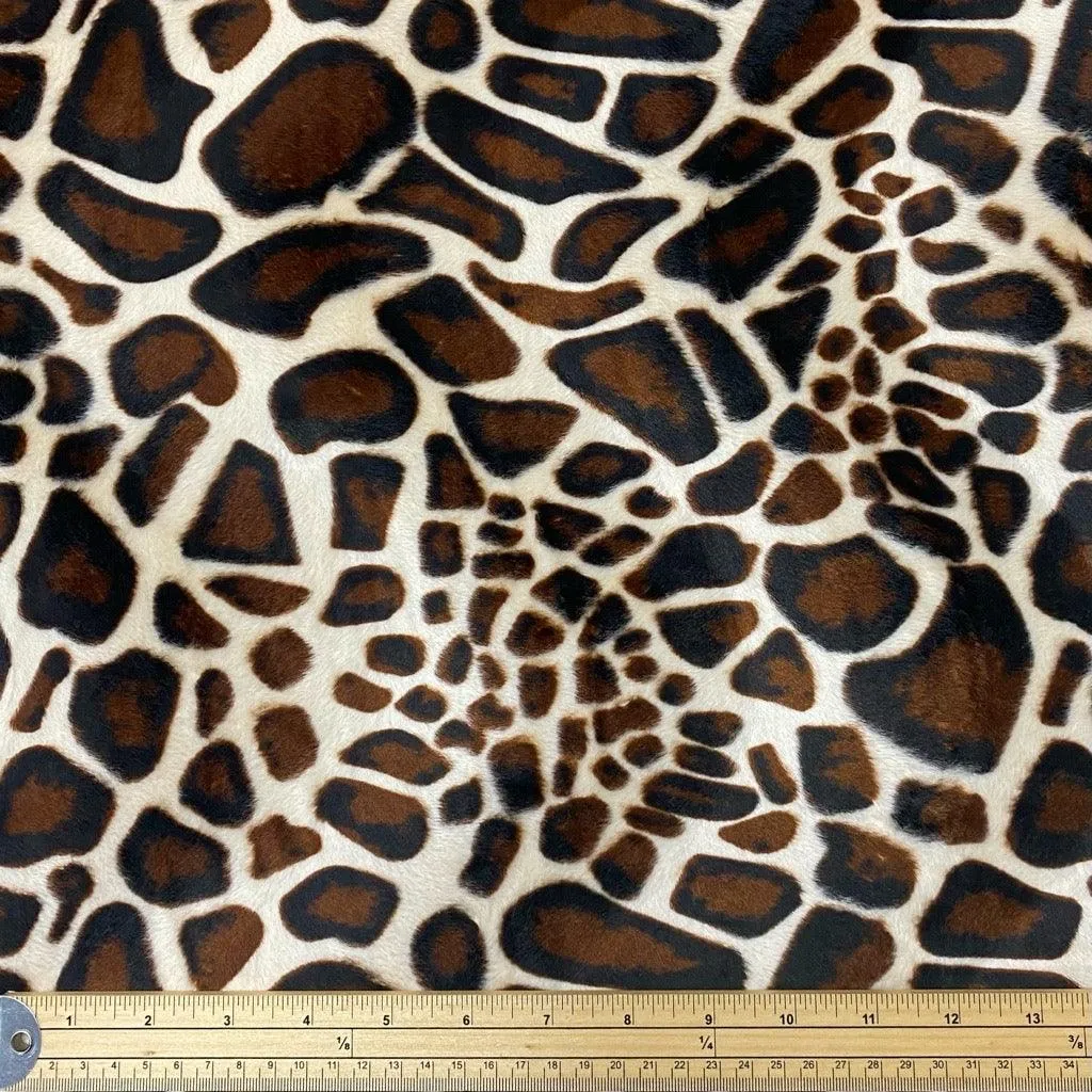 Giraffe Print on Cream Velboa Fabric